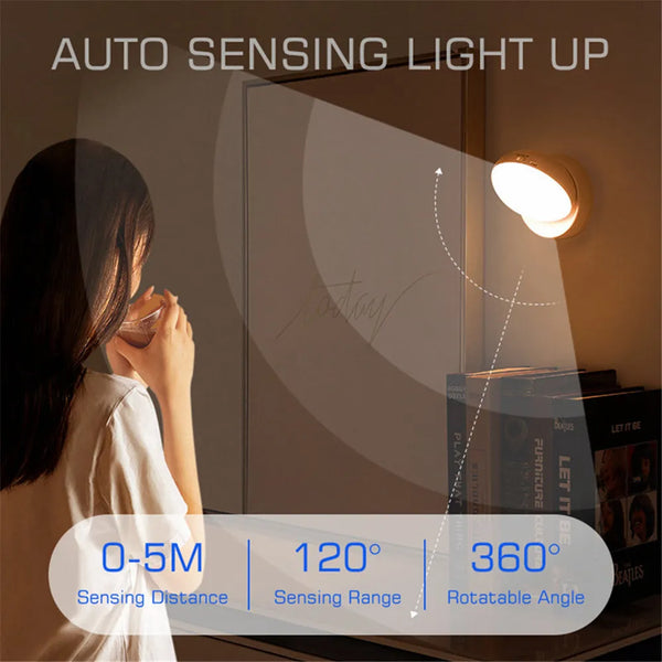 USB Rechargeable 360 Rotatable Motion Sensor Night Light